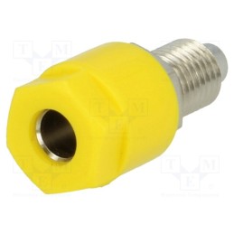 10 pcs : 3230-I-GE - Socket, 4mm banana, 36A, 60VDC, Cutout: Ø8mm, yellow, nickel plated