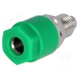 10 pcs : 3230-I-GN - Socket, 4mm banana, 36A, 60VDC, Cutout: Ø8mm, green, nickel plated