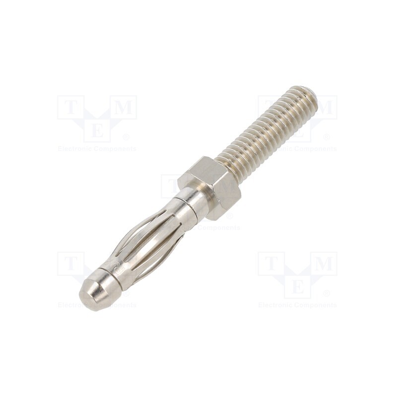 10 pcs : 60550NI - Plug, 4mm banana, 32A, 60VDC, non-insulated, 36mm, 0.8mΩ