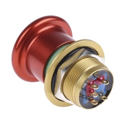 1 pcs - Apem ES2S Series Pull Release Emergency Stop Push Button, Panel Mount, 34mm Cutout, SPDT, IP65