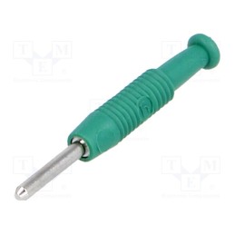10 pcs : MST 3 GN - Plug, 2mm banana, 6A, 60VDC, green, nickel plated, -25÷60°C, 6mΩ