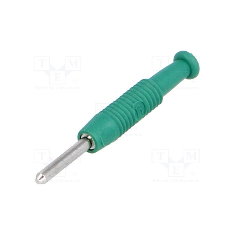 10 pcs : MST 3 GN - Plug, 2mm banana, 6A, 60VDC, green, nickel plated, -25÷60°C, 6mΩ