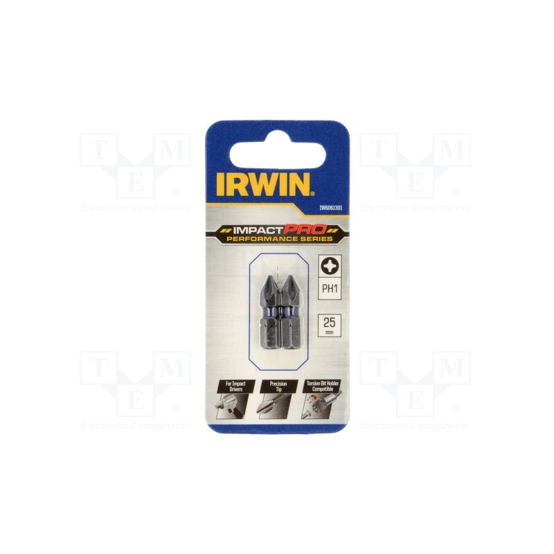 10 pcg : IW6061301 - Screwdriver bit, Phillips, PH1, Mounting: 1/4' (C6,3mm), 2pcs.