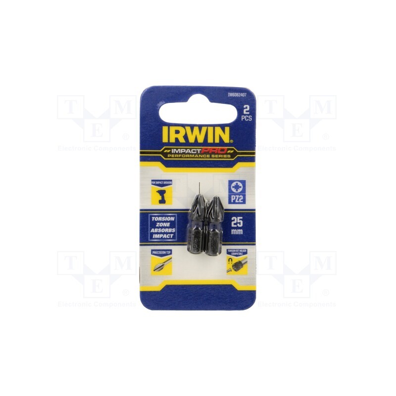10 pcg : IW6061407 - Screwdriver bit, Pozidriv®, PZ2, Mounting: 1/4' (C6,3mm), 2pcs.