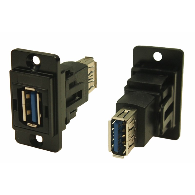 1 pcs - RS PRO Straight, Panel Mount, Socket to Socket Type A to A 3.0 USB Connector