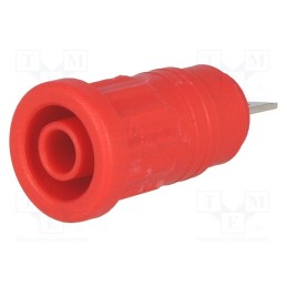 10 pcs : - Socket, 4mm banana, 32A, red, nickel plated, on panel, insulated