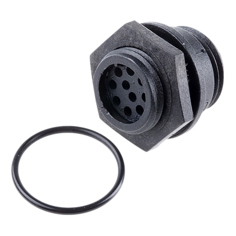 1 pcs - Bulgin Circular Connector, 10 Contacts, Front Mount, Miniature Connector, Socket, Female, IP68, Buccaneer 400 Series