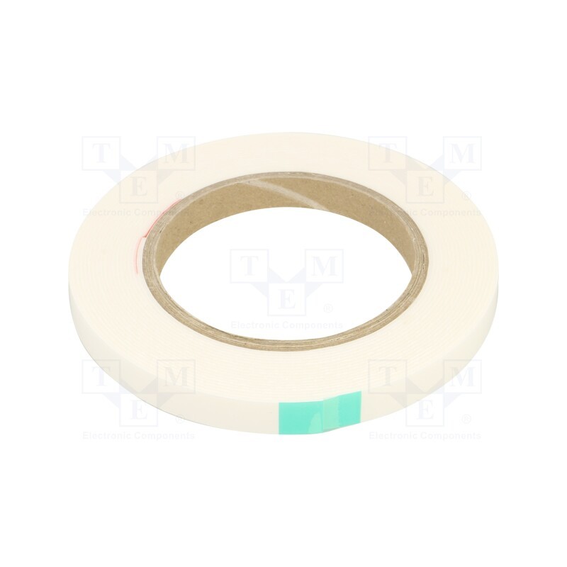 10 rol : 3502 PIANKOWA 1MM 12MM-5.5M - Tape: fixing, W: 12mm, L: 5.5m, Thk: 1mm, two-sided adhesive, white
