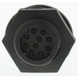 1 pcs - Bulgin Circular Connector, 10 Contacts, Front Mount, Miniature Connector, Socket, Female, IP68, Buccaneer 400 Series