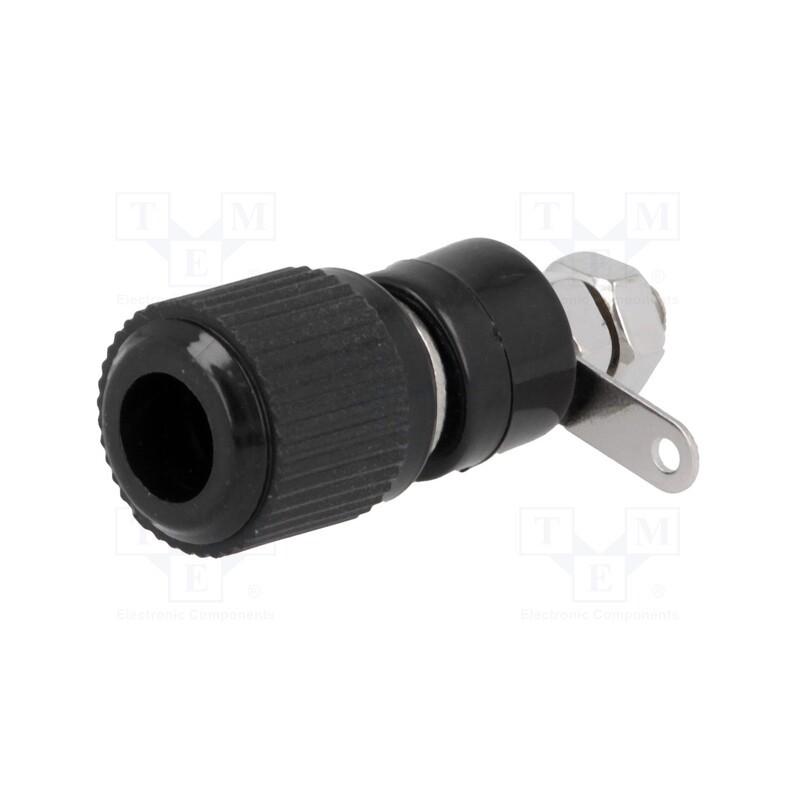 20 pcs : - Socket, 4mm banana, 60VDC, L: 34mm, Cutout: Ø8mm, black