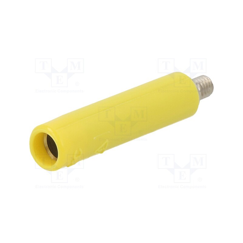 10 pcs : 23.1031-24 - Socket, 4mm banana, 32A, yellow, nickel plated, screw, insulated