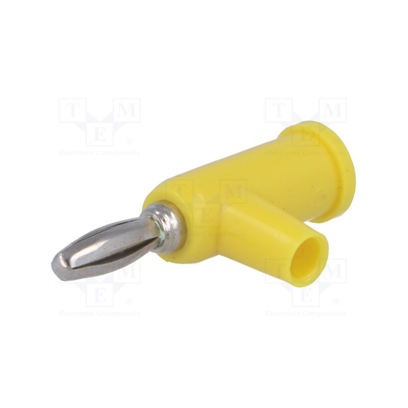 10 pcs : - Plug, 4mm banana, 24A, 60VDC, yellow, Connection: 4mm socket, 39mm