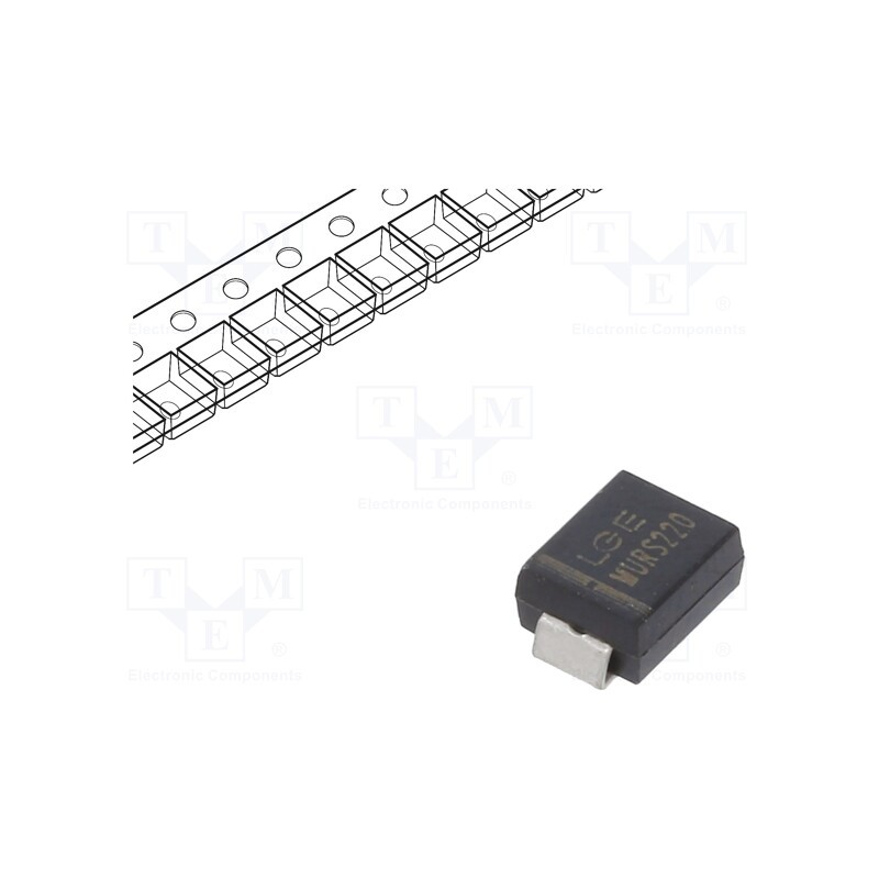50 pcs : MURS220 - Diode: rectifying, SMD, 200V, 2A, 25ns, SMB, Ufmax: 0.95V, Ifsm: 40A