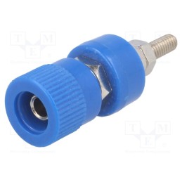10 pcs : - Socket, 4mm banana, 24A, blue, nickel plated, on panel,screw, 36mm