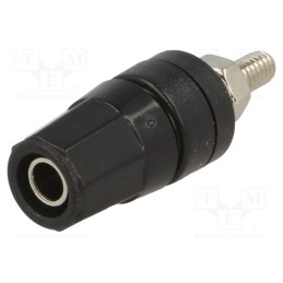 10 pcs : - Socket, 4mm banana, 24A, black, nickel plated, on panel,screw