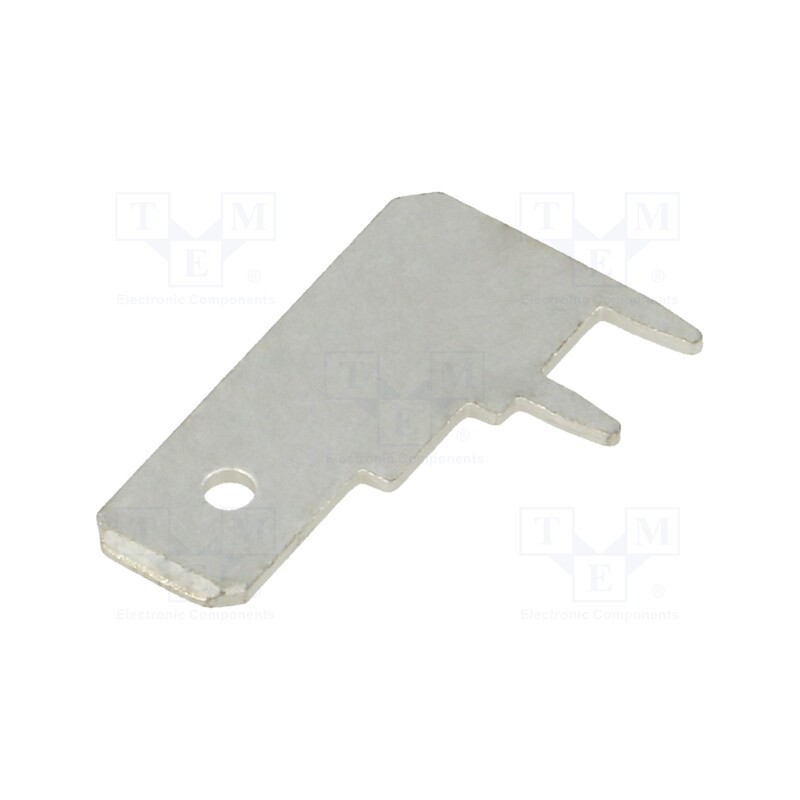 50 pcs : PCFL250 - Terminal: flat, 6.35mm, 0.8mm, male, THT, brass, tinned, angled 90°