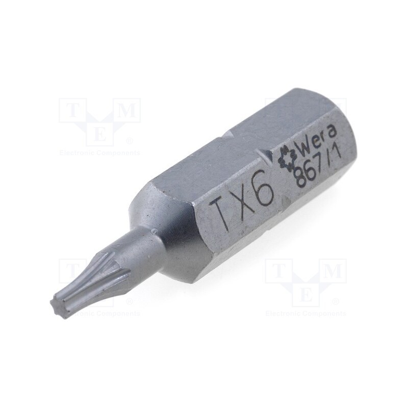 10 pcs : 5066493001 - Screwdriver bit, Torx®, TX06, Overall len: 25mm