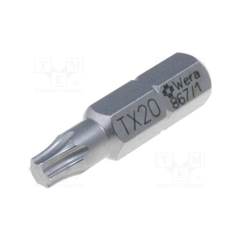 10 pcs : 5066487001 - Screwdriver bit, Torx®, TX20, Overall len: 25mm