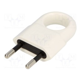 10 pcs : PD.3104 - Connector: AC supply, male, plug, 2P, 250VAC, 10A, Type: flat, white