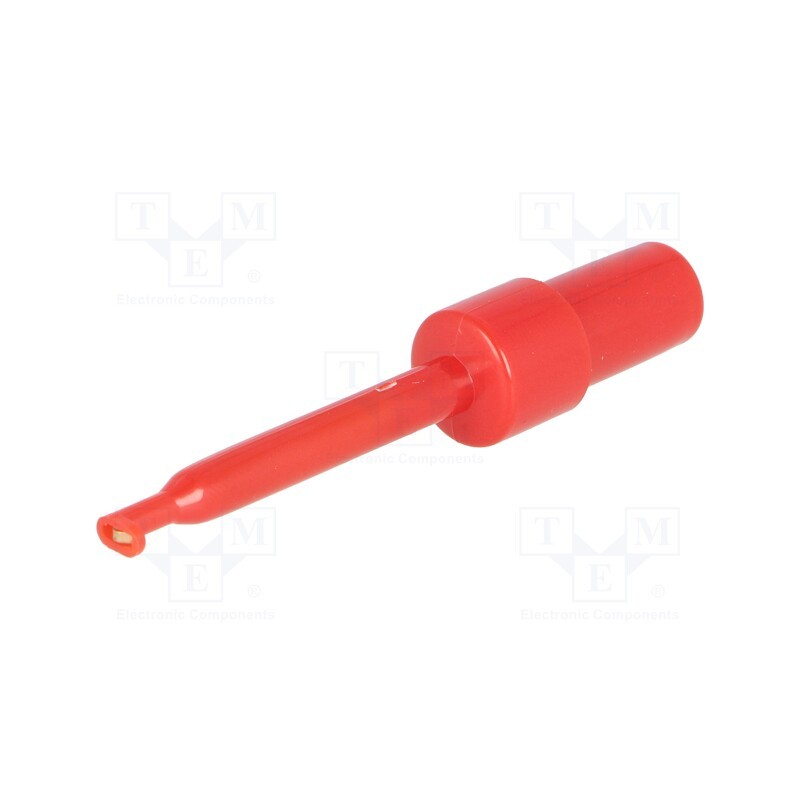 10 pcs : - Clip-on probe, hook type, 3A, 60VDC, red, Grip capac: max.1.7mm