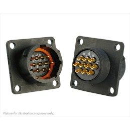1 pcs - Souriau Circular Connector, 10 Contacts, Flange Mount, Plug, Male, IP68, IP69K, UTS Series