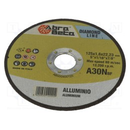 10 pcs : 400125 - Cutting wheel, Ø: 125mm, Øhole: 22.23mm, Disc thick: 1.6mm