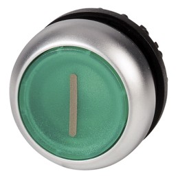 1 pcs - Eaton RMQ Titan M22 Series Green Illuminated Momentary Push Button, 22mm Cutout, IP66, IP67, IP69