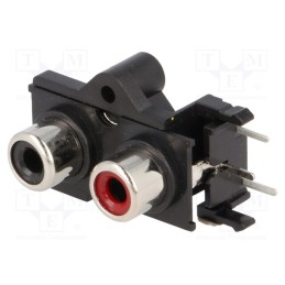 10 pcs : PHS-10B - Socket, RCA, female, double, angled 90°, THT, nickel plated