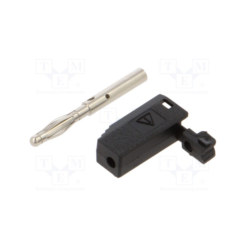 10 pcs : 22.2617-21 - Plug, 2mm banana, 10A, 30VAC, 60VDC, black, nickel plated, 0.5mm2