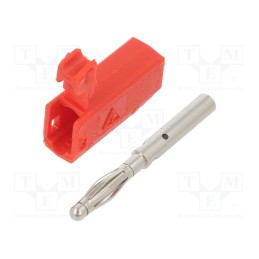 10 pcs : 22.2617-22 - Plug, 2mm banana, 10A, 30VAC, 60VDC, red, nickel plated, 0.5mm2