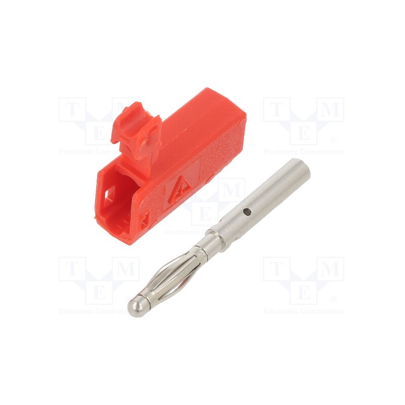 10 pcs : 22.2617-22 - Plug, 2mm banana, 10A, 30VAC, 60VDC, red, nickel plated, 0.5mm2