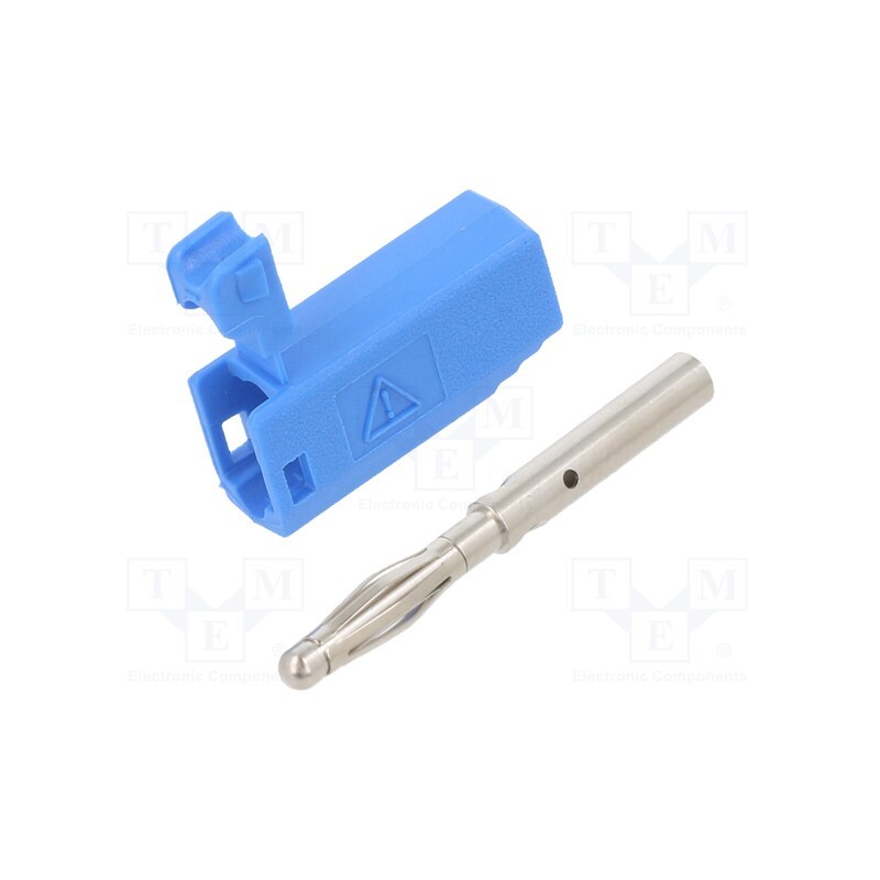 10 pcs : 22.2617-23 - Plug, 2mm banana, 10A, 30VAC, 60VDC, blue, nickel plated, 0.5mm2