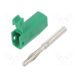 10 pcs : 22.2617-25 - Plug, 2mm banana, 10A, 30VAC, 60VDC, green, nickel plated, 0.5mm2