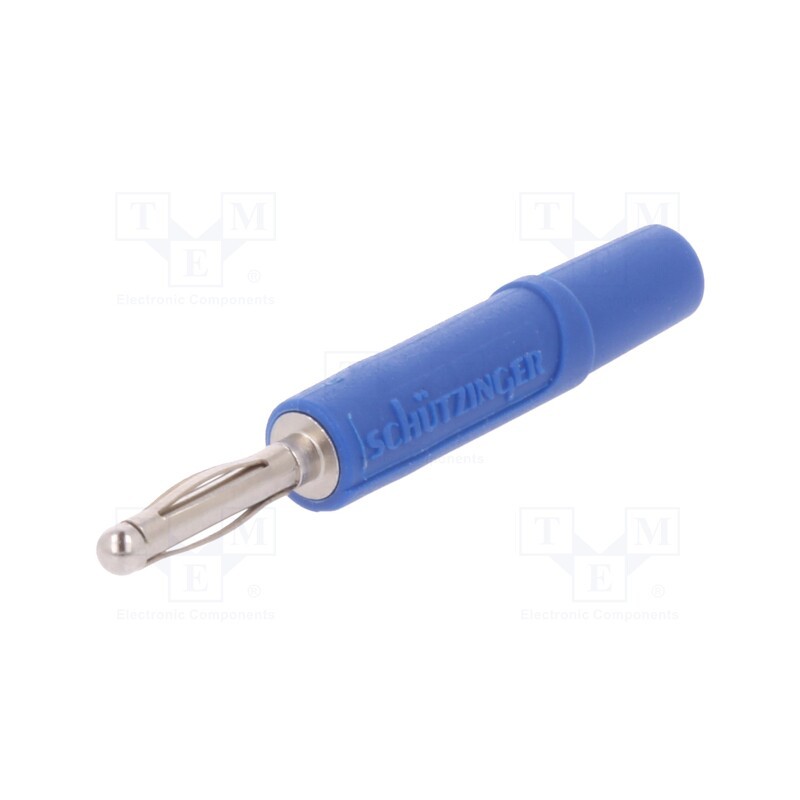10 pcs : FK 02 L NI / BL - Plug, 2mm banana, 10A, 33VAC, 70VDC, blue, nickel plated, -25÷90°C