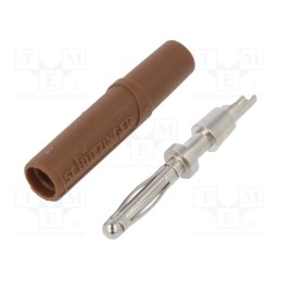 10 pcs : FK 02 L NI / BR - Plug, 2mm banana, 10A, 33VAC, 70VDC, brown, nickel plated, -25÷90°C