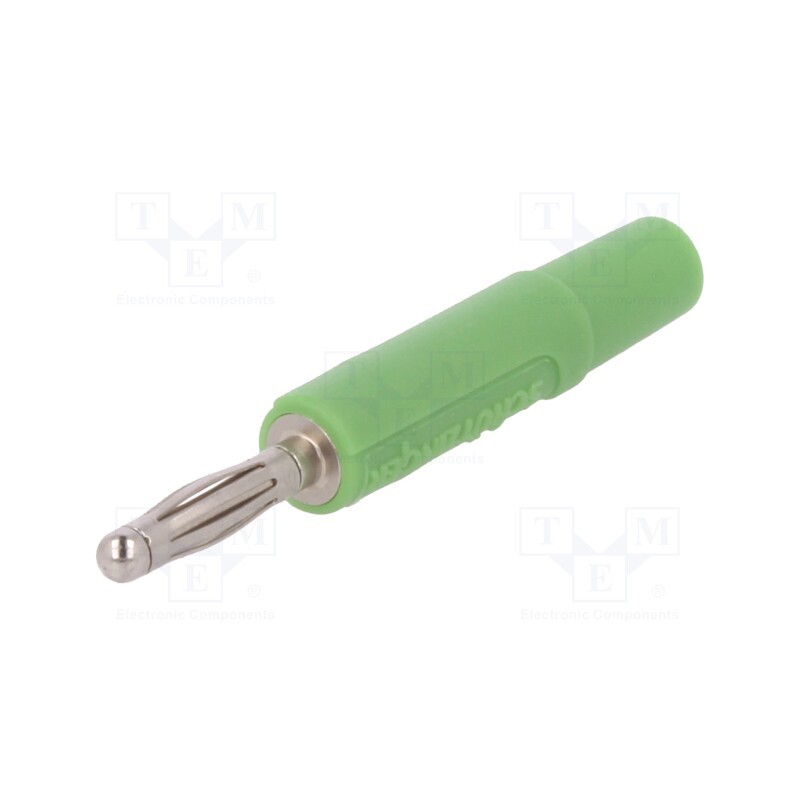 10 pcs : FK 02 L NI / GN - Plug, 2mm banana, 10A, 33VAC, 70VDC, green, nickel plated, -25÷90°C