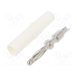 10 pcs : FK 02 L NI / WS - Plug, 2mm banana, 10A, 33VAC, 70VDC, white, nickel plated, -25÷90°C