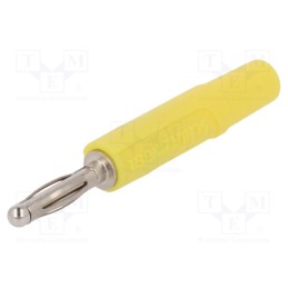10 pcs : FK 02 L NI / GE - Plug, 2mm banana, 10A, 33VAC, 70VDC, yellow, nickel plated, Ø: 2mm
