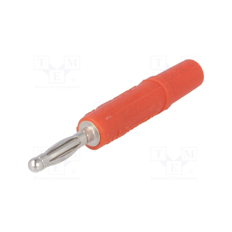 10 pcs : FK 02 L NI / RT - Plug, 2mm banana, 10A, 33VAC, 70VDC, red, nickel plated, -25÷90°C