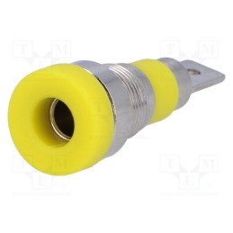 10 pcs : - Socket, 4mm banana, 24A, 60VDC, yellow, nickel plated, on panel