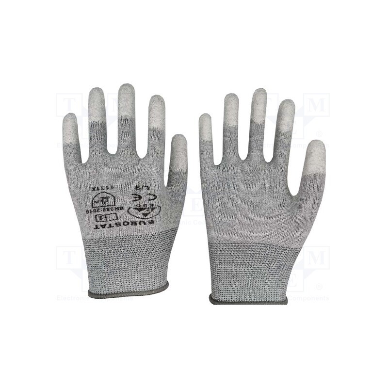 10 set : 51-680-0510B - Protective gloves, ESD, L, Features: dissipative, grey