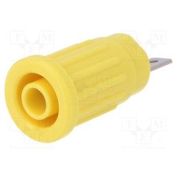 10 pcs : SEPB 7089 NI / GE - Socket, 4mm banana, 24A, 1kV, yellow, on panel,push-in, 33mm, 5mΩ
