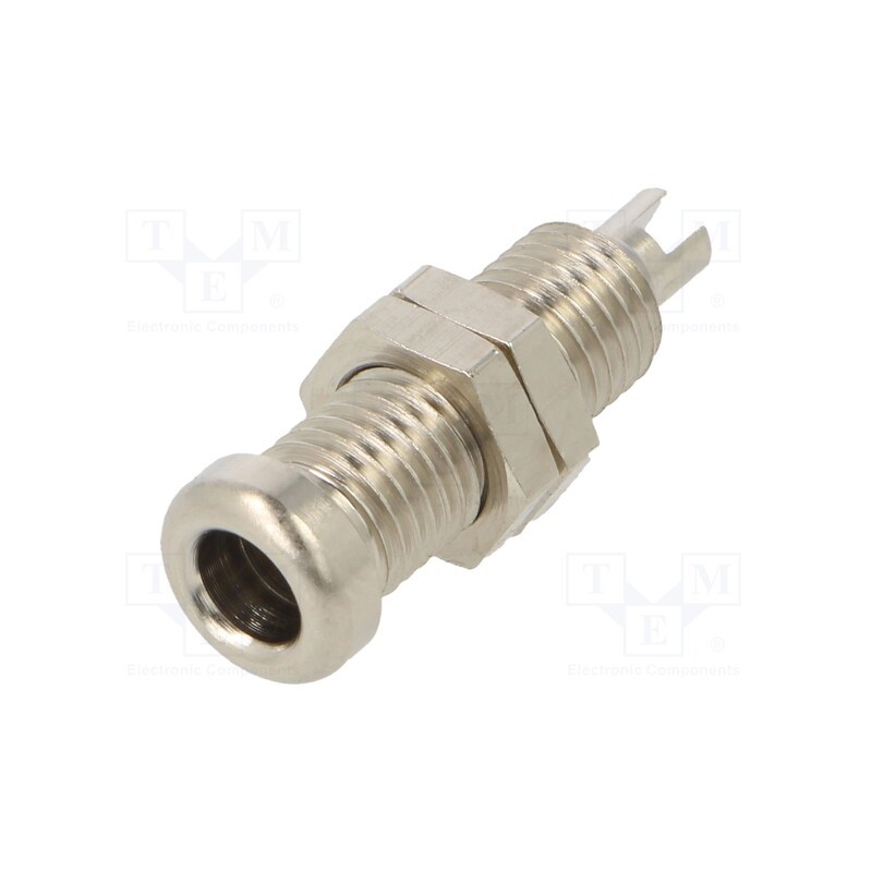 10 pcs : BU 10 - Socket, 4mm banana, 16A, 60VDC, nickel plated, screw, 22mm