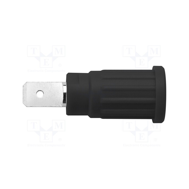 10 pcs : SEPB 7090 NI / SW - Socket, 4mm banana, 24A, 1kV, black, on panel,push-in, 34mm, 5mΩ