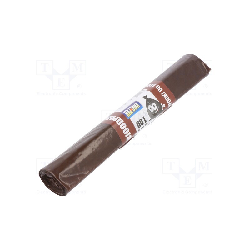 10 rol : 03-02-06712A - Trash bags, polyetylene LD, brown, 60l, 10pcs.