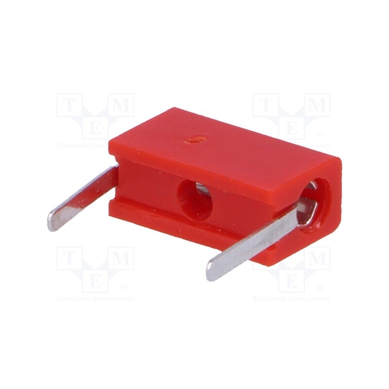 10 pcs : MPB 1 RT - Socket, 2mm banana, 6A, 10.25mm, red, PCB, Plating: tinned, 6mΩ