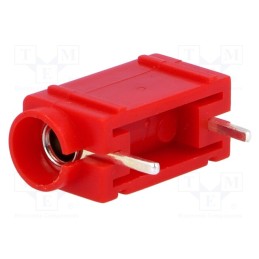 10 pcs : - Socket, 4mm banana, 24A, 60VDC, red, silver plated, PCB, insulated