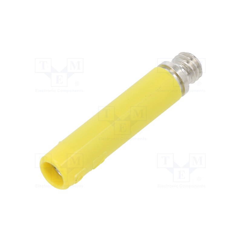 10 pcs : 23.1034-24 - Socket, 4mm banana, 32A, yellow, nickel plated, screw, insulated