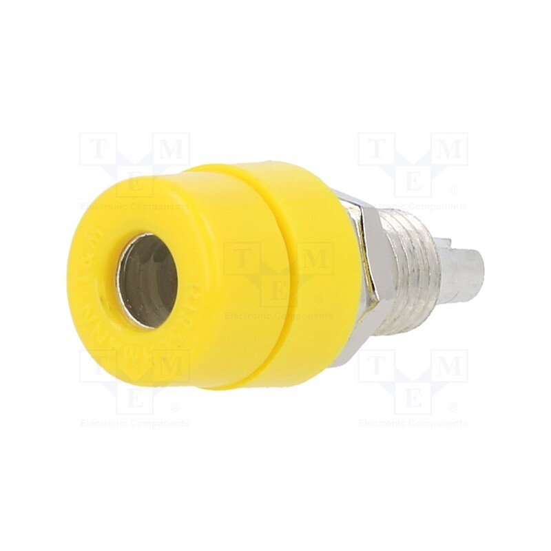 10 pcs : BIL 20 GE - Socket, 4mm banana, 32A, 60VDC, yellow, screw, Overall len: 23.5mm