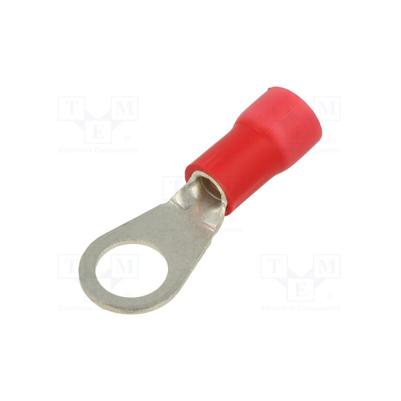 10 pcs : PV8-38R-QY - Tip: ring, Ø: 10mm, crimped, for cable, insulated, tinned, red, 8AWG
